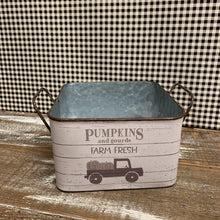 Load image into Gallery viewer, Pumpkin bucket in creamy white with farmhouse messages