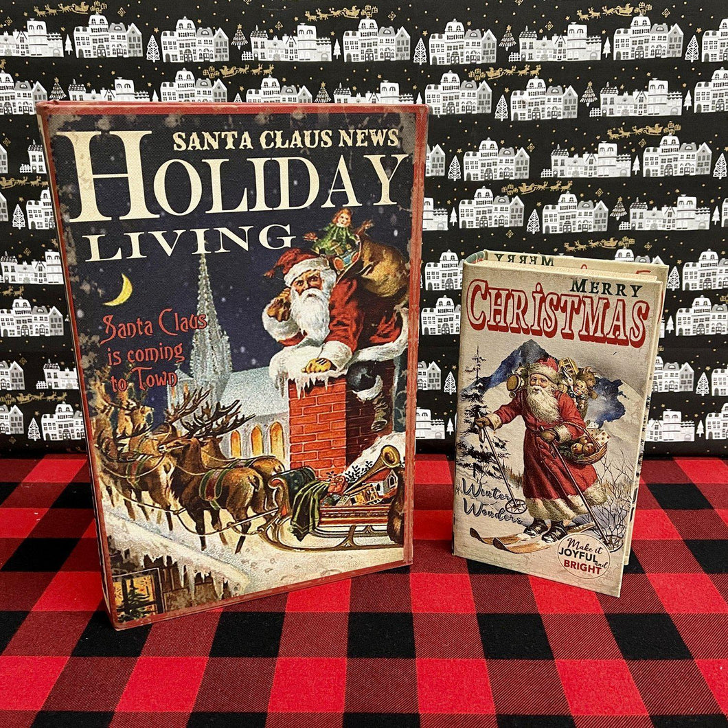 Holiday book boxes with vintage inspired images