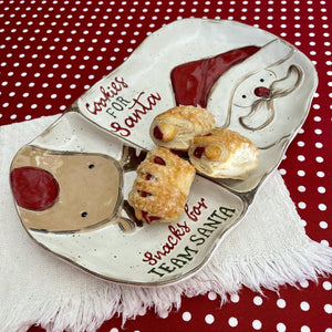 Santa and reindeer cookie plate