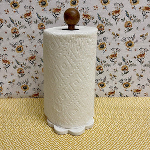 Classic Paper Towel Holder with a marble base and wood towel holder.