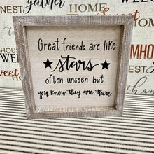 Load image into Gallery viewer, Shadowbox sign with friendship quote and weathered frame