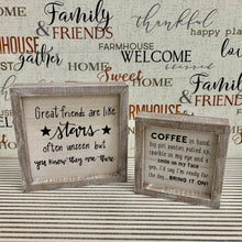 Load image into Gallery viewer, Shadowbox signs with friendship quotes and weathered frames