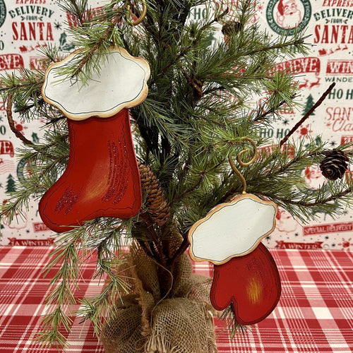 Stocking and Mittens metal Christmas Ornaments