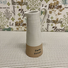 Load image into Gallery viewer, &quot;Farm Fresh&quot; Stoneware Bud Vase with garden theme.