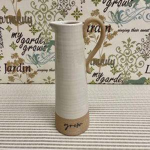  "Grow" Stoneware Bud Vase with garden theme.