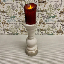 Load image into Gallery viewer, Creamy white Stoneware Candle Holder with a crackled finish.