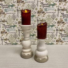 Load image into Gallery viewer, Creamy white Stoneware Candle Holders with a crackled finish.