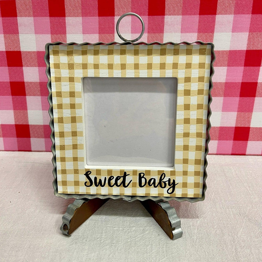 Sweet Baby Picture Frame with yellow checks