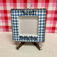 Load image into Gallery viewer, Sweet Baby Boy Picture Frame with blue checks
