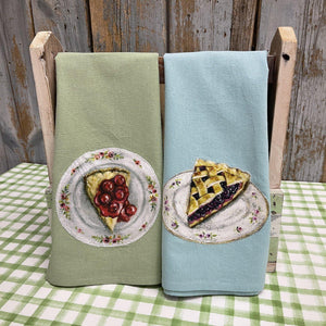 Cheesecake and blueberry pie kitchen towels