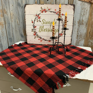 Red and black buffalo check table square