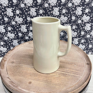 Beautiful Vintage Inspired Pottery Pitcher in lovely creamy white color.