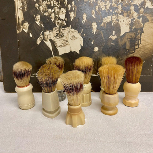 Wonderful collection of Vintage Shaving Brushes in various shapes and brands.