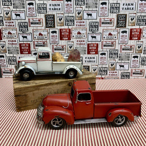 Decorative metal farm trucks with realistic features 