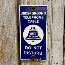 Load image into Gallery viewer, Vintage Porcelain Bell System Underground Telephone Cable &quot;Do Not Disturb&quot; Signs