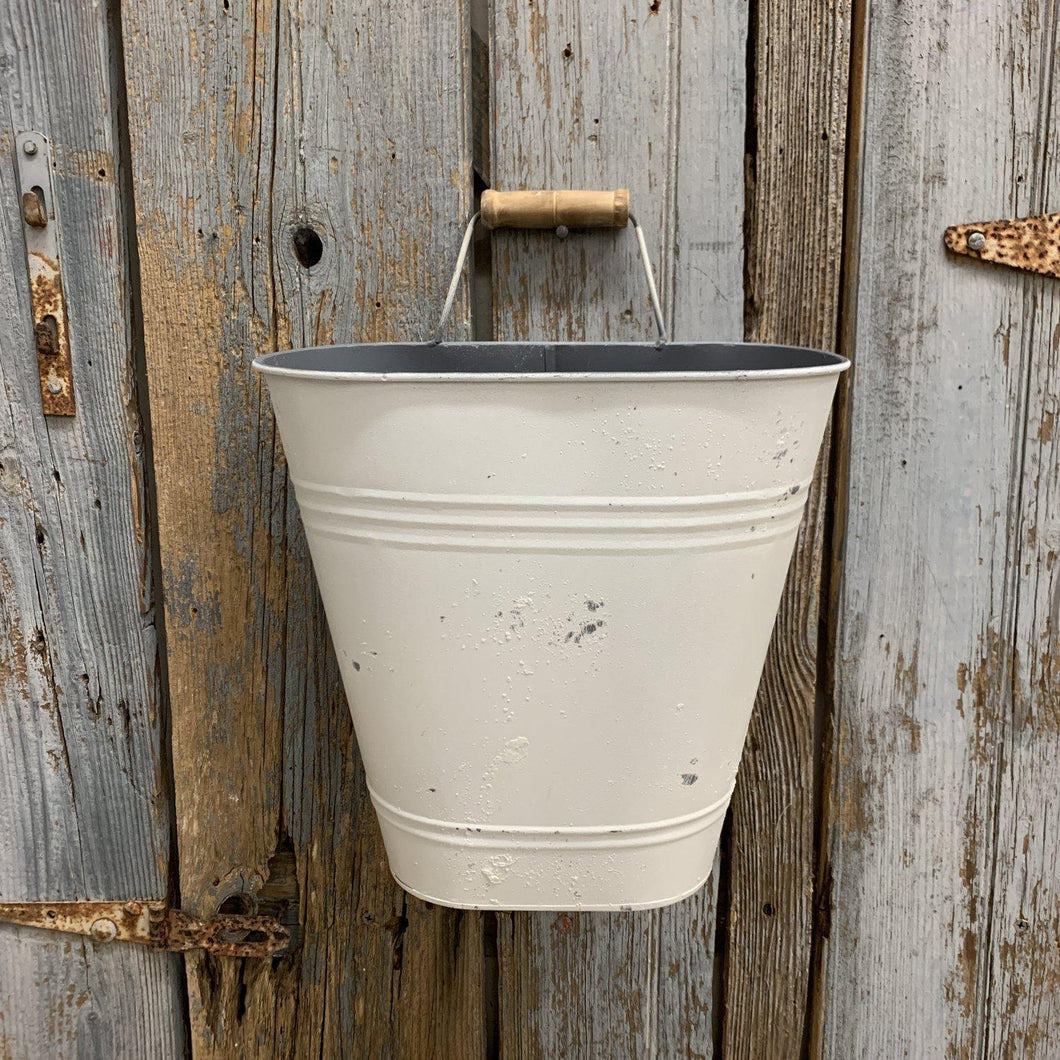 Large white hanging bucket with handle