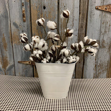 Load image into Gallery viewer, Medium white metal bucket with cotton stems
