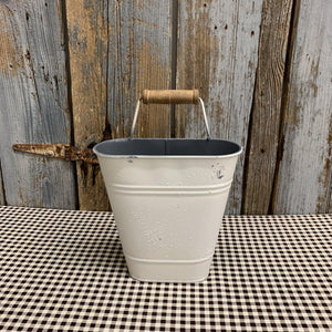 Small white metal bucket with handle