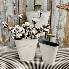 Load image into Gallery viewer, White metal buckets with cotton stems