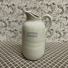Load image into Gallery viewer, White Cottage Stoneware Pitcher in a simple, creamy white farmhouse style.
