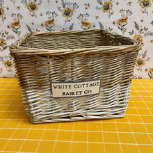 Load image into Gallery viewer, Large Two-toned White Cottage wicker basket.