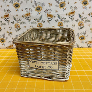 Small Two-toned White Cottage wicker basket.