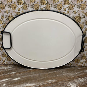 Large white enamel serving tray