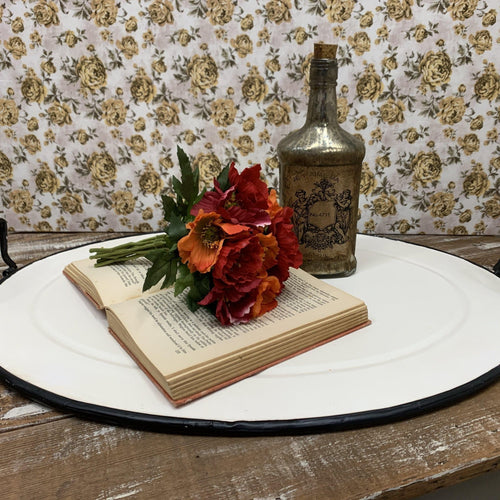 Large white enamel serving tray