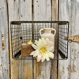Wire basket hanging with decorative accessories