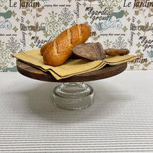 Load image into Gallery viewer, Wood and Glass Pedestal Cake Stand with matching cake server.