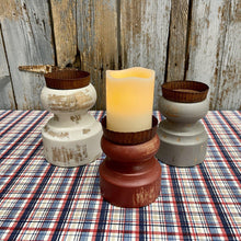Load image into Gallery viewer, Wooden candle displays in three sizes and colors