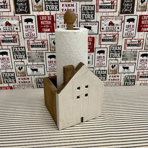 White house rustic paper towel with chimney and small windows