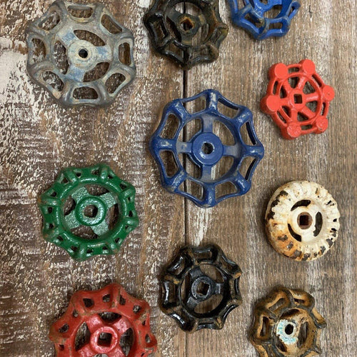 Metal vintage faucet knobs in random colors