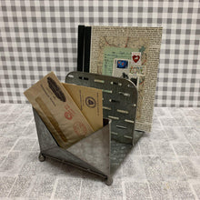 Load image into Gallery viewer, Farmhouse metal olive bucket design desk organizer with envelope pouch