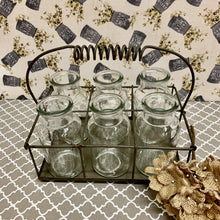 Load image into Gallery viewer, Milk bottle flower jars with metal holder and coil handle