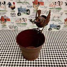 Load image into Gallery viewer, Small rustic metal bucket with bird accent