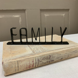 Tabletop metal FAMILY sign